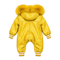 Baby Leather Onesie with Fur Trim