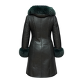 Green Shearling with Fox Hood and Cuffs