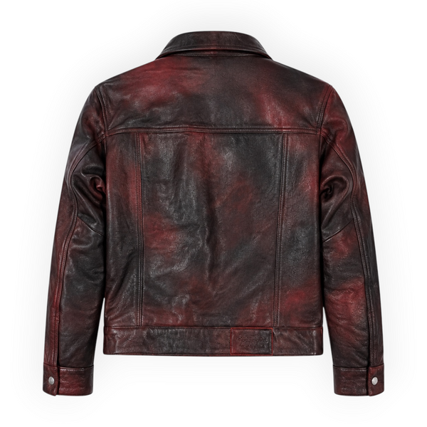 Cow Leather Trucker Jean Jacket