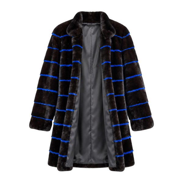 Full Skin Blue and Black Mink Combo Coat