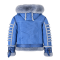 Ribbed Biker Shearling with Fox Collar