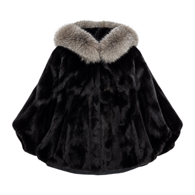 Mink Poncho with Fox Hood