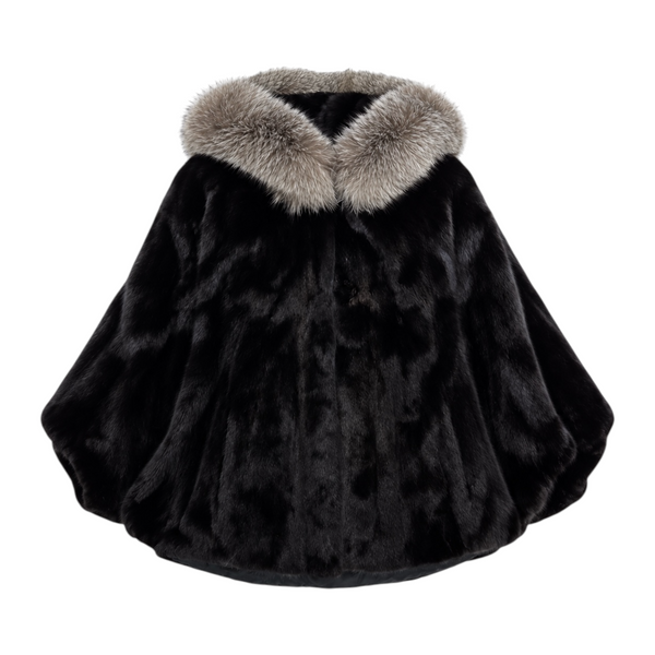 Mink Poncho with Fox Hood