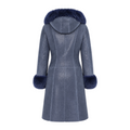 Shearling with Blue Fox Hood and Cuffs