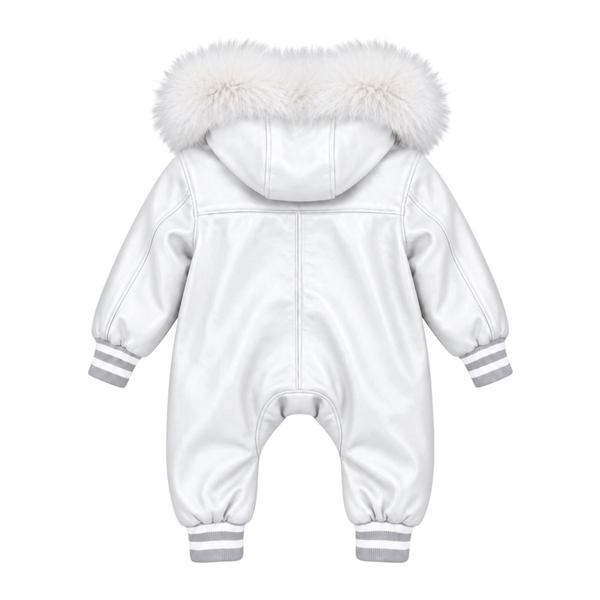 Baby Leather Onesie with Fur Trim