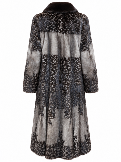 Leopard Pattern Full Length Mink Trench