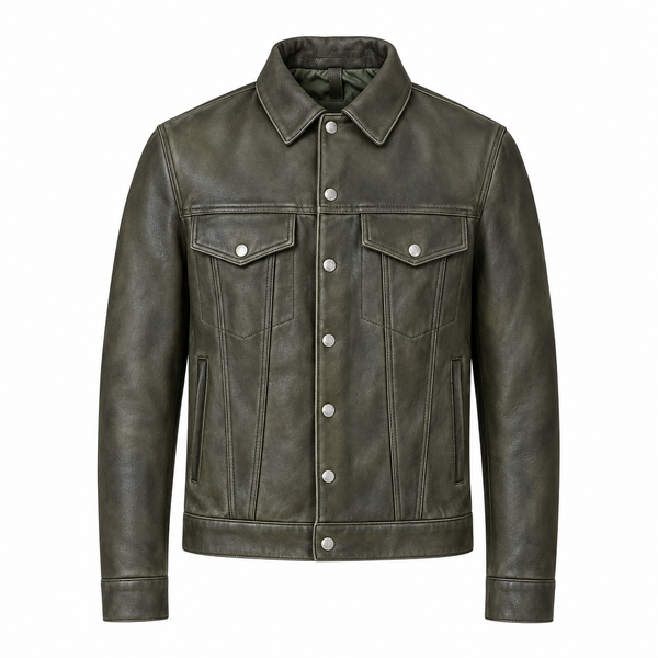 Jean Stonewash Leather Jacket