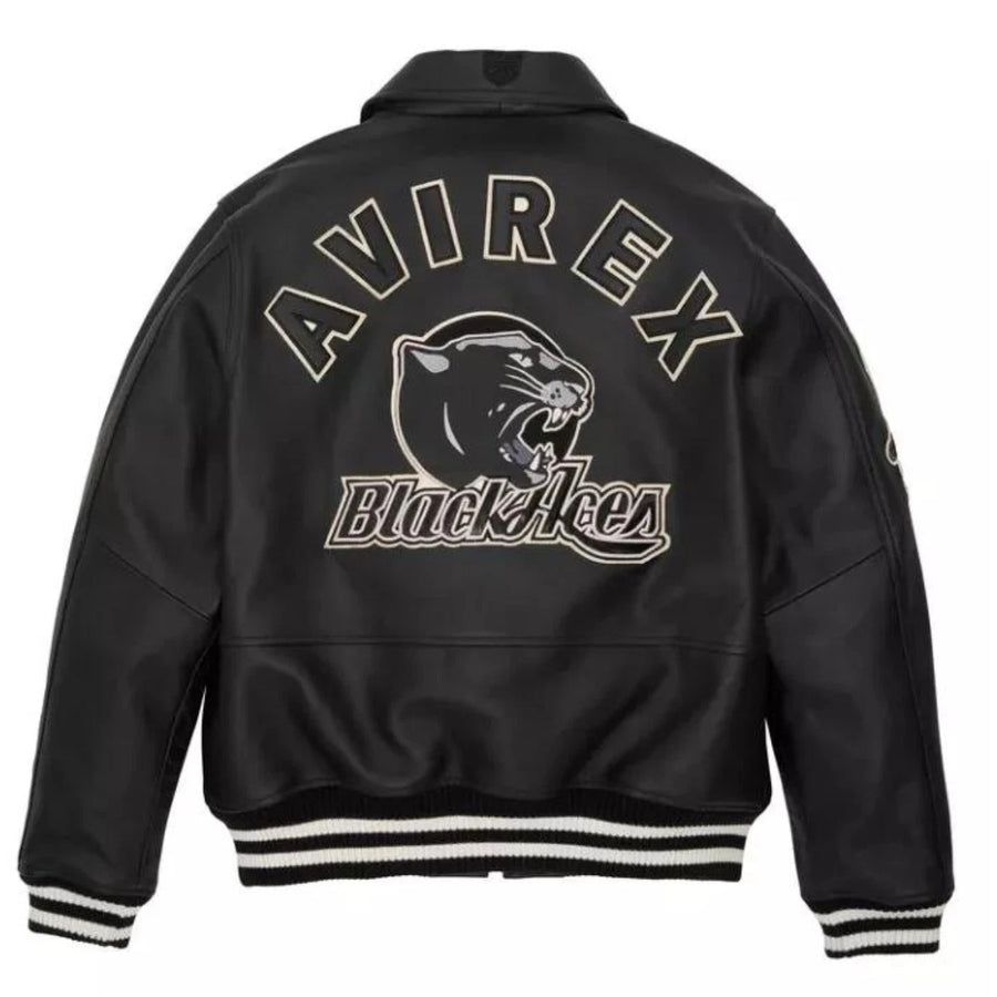 Avirex Black Aces Leather Jacket