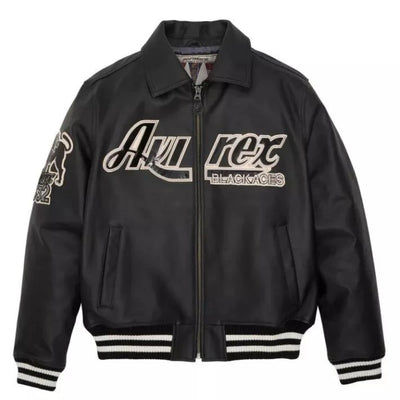 Avirex Black Aces Leather Jacket