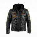 Hooded Racer Leather Jacket