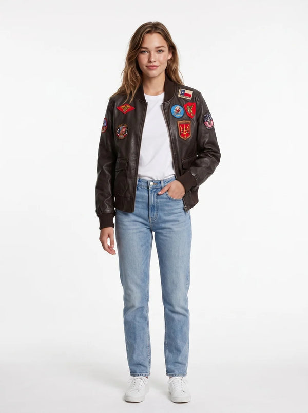 Top Gun® Women's Vegan Leather Bomber Jacket