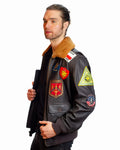 Top Gun® Official Signature Series Leather Jacket 2.0 With Removable Mouton Collar