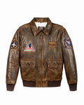 Top Gun® Vintage Premium "Top Hook" Leather Jacket With Removable Mouton Collar