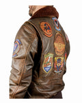 Top Gun® Vintage Premium "Top Hook" Leather Jacket With Removable Mouton Collar