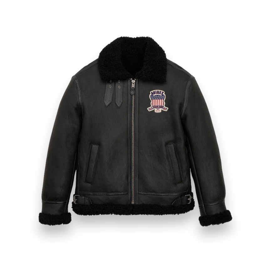 Avirex Black Icon Shearling Jacket - Daniel's Leather