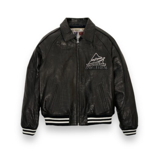 Avirex Black Crocodile Leather Jacket - Daniel's Leather