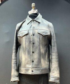 Grey stone Leather Jacket