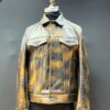 Gold stone wash jean leather