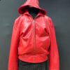 Red leather hoodie