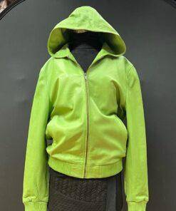 Lime green leather hoodie
