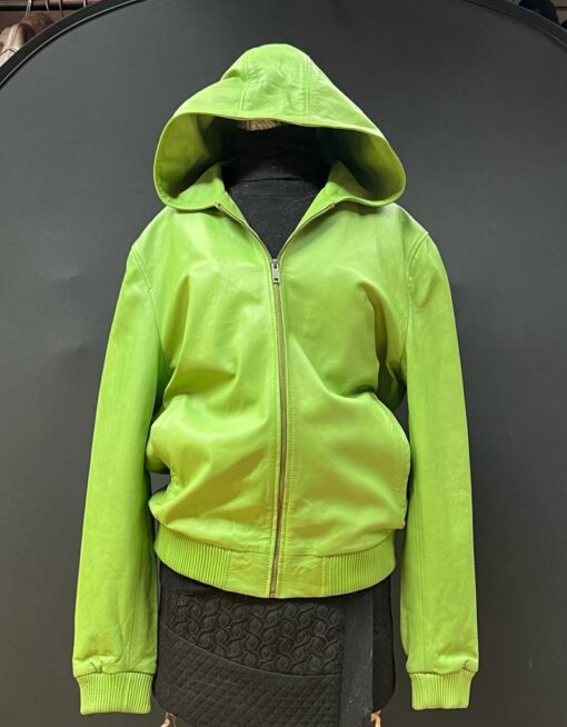 Lime green leather hoodie
