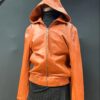 Burnt orange leather hoodie