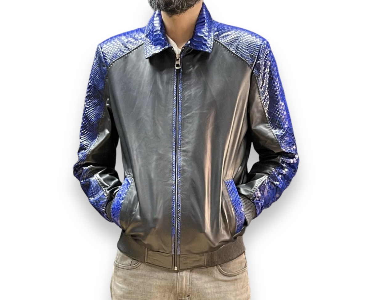 Royal Blue Baseball Leather Jacket Pelle Pelle style