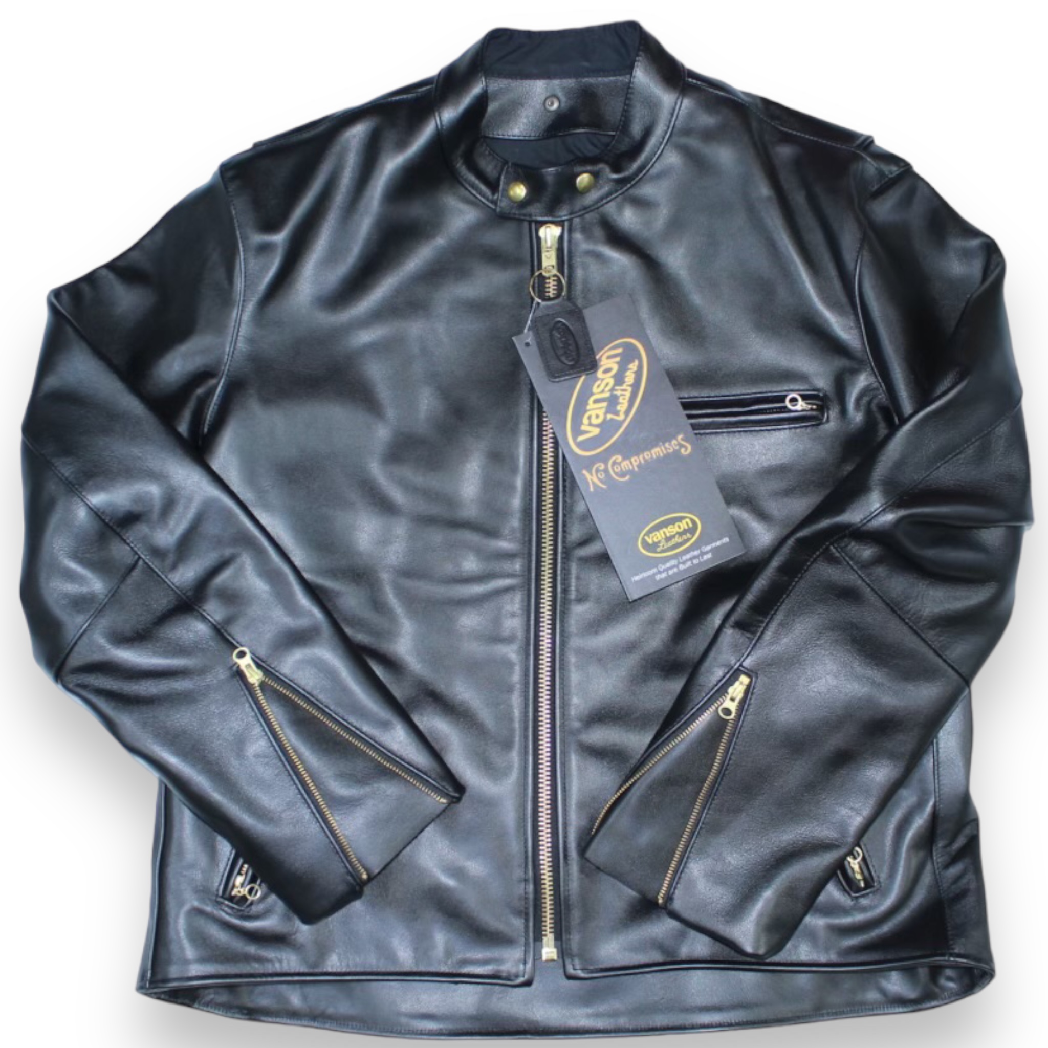 Vanson Leather Cafe Racer Jacket Wide Bottom - Daniel's Leather